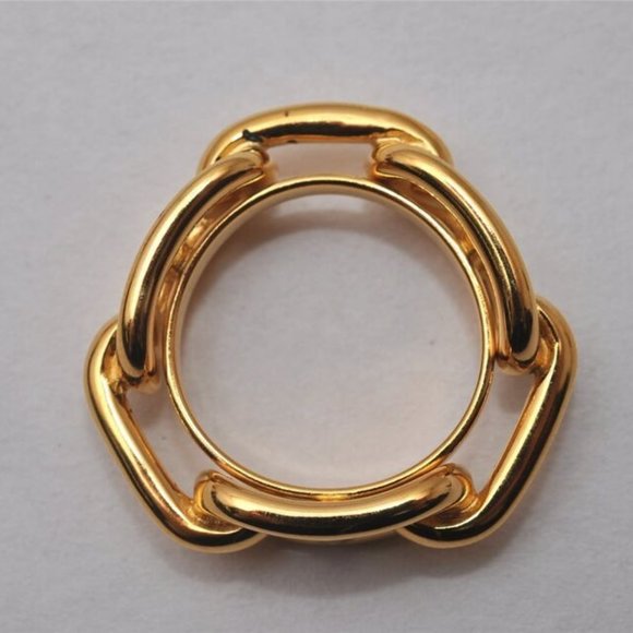 Authentic HERMES Scarf Ring Chaine d'Ancre Chain Design Gold Tone 5 - Picture 2 of 16